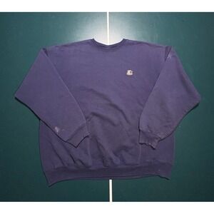 Vintage 90s Starter Crewneck Sweatshirt‎ Mens XL Boxy Blank Faded Blue Thrashed